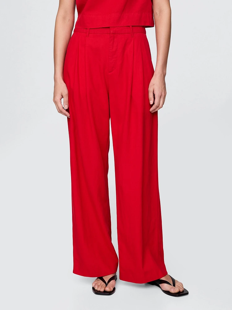 365 High Rise Linen-Blend Trousers