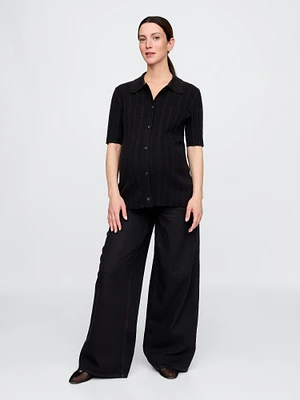 Maternity Rib Polo Shirt