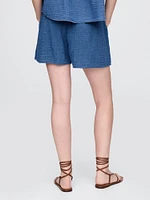 Cotton Gauze Denim Easy Shorts