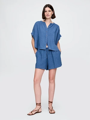 Cotton Gauze Denim Easy Shorts