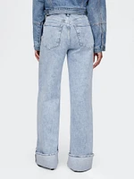 High Rise Stride Cuffed Wide-Leg Jeans