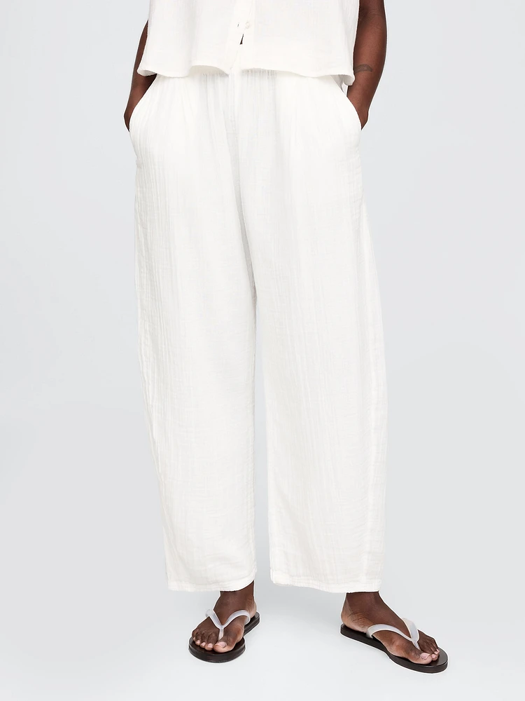 Cotton Gauze Easy Barrel Pants