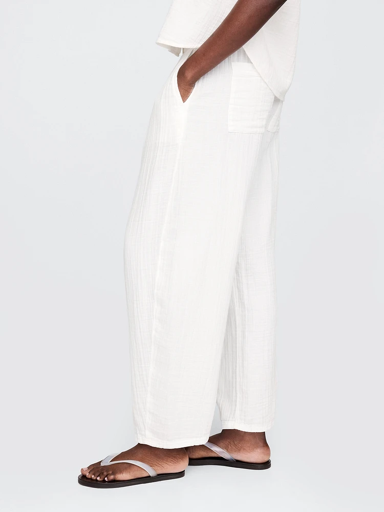 Cotton Gauze Easy Barrel Pants