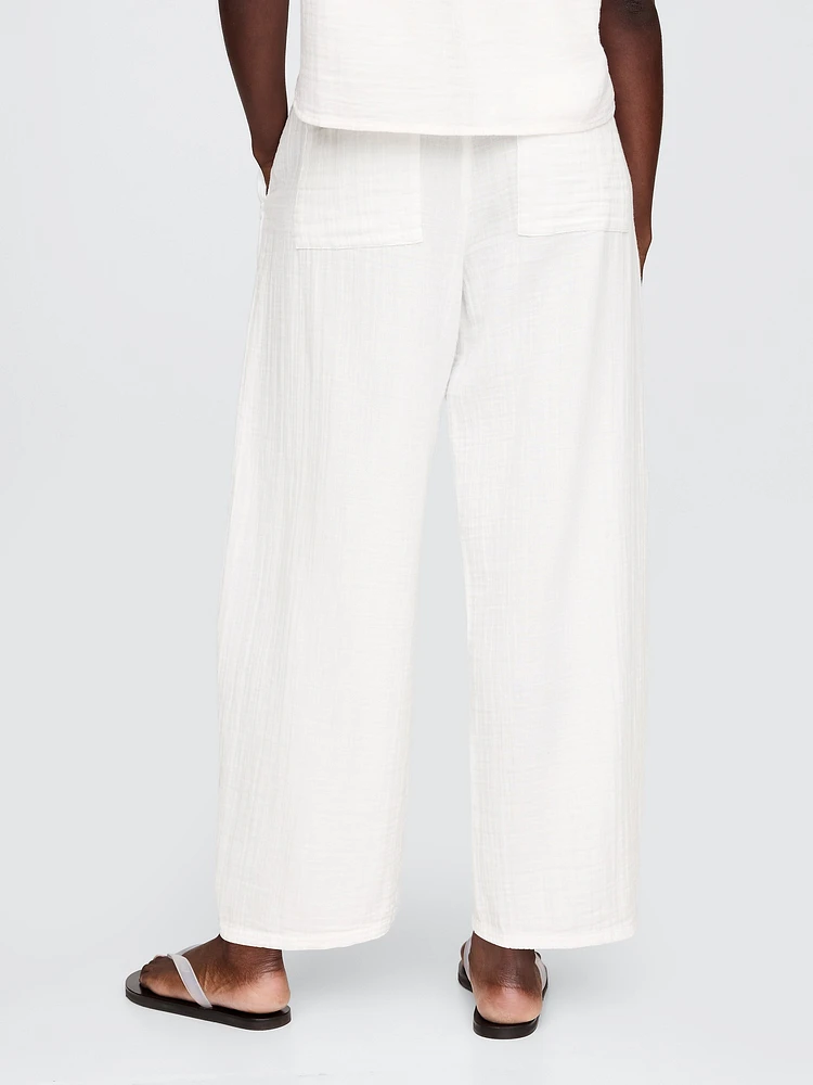 Cotton Gauze Easy Barrel Pants