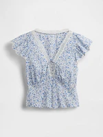 Lace-Trim Floral Top