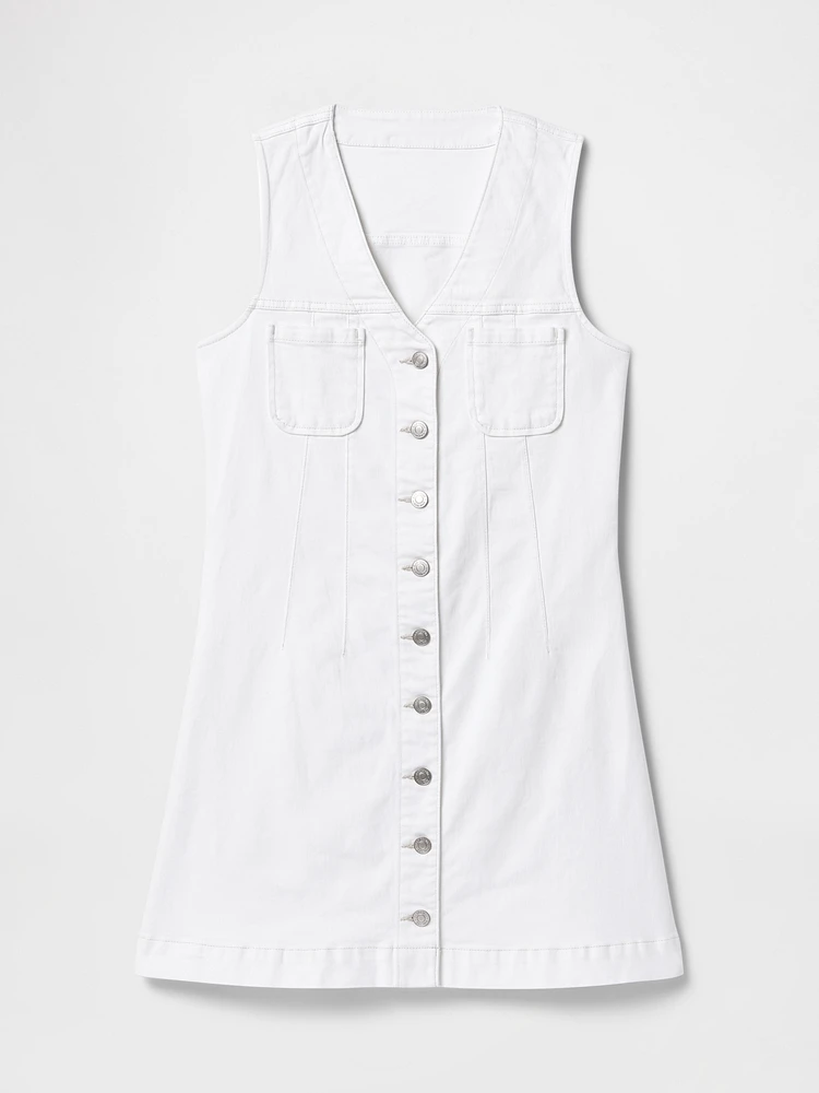 Denim V-Neck Mini Dress