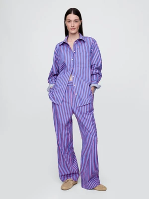 Organic Cotton Poplin Easy Wide-Leg Pants