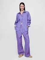 Organic Cotton Poplin Easy Wide-Leg Pants