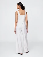 Linen-Blend Seamed Jumpsuit