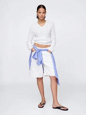 11" Mid Rise Longline Denim Shorts