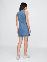 Denim V-Neck Mini Dress