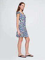 Puff-Sleeve Sweetheart Mini Dress