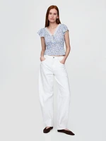 Lace-Trim Floral Top
