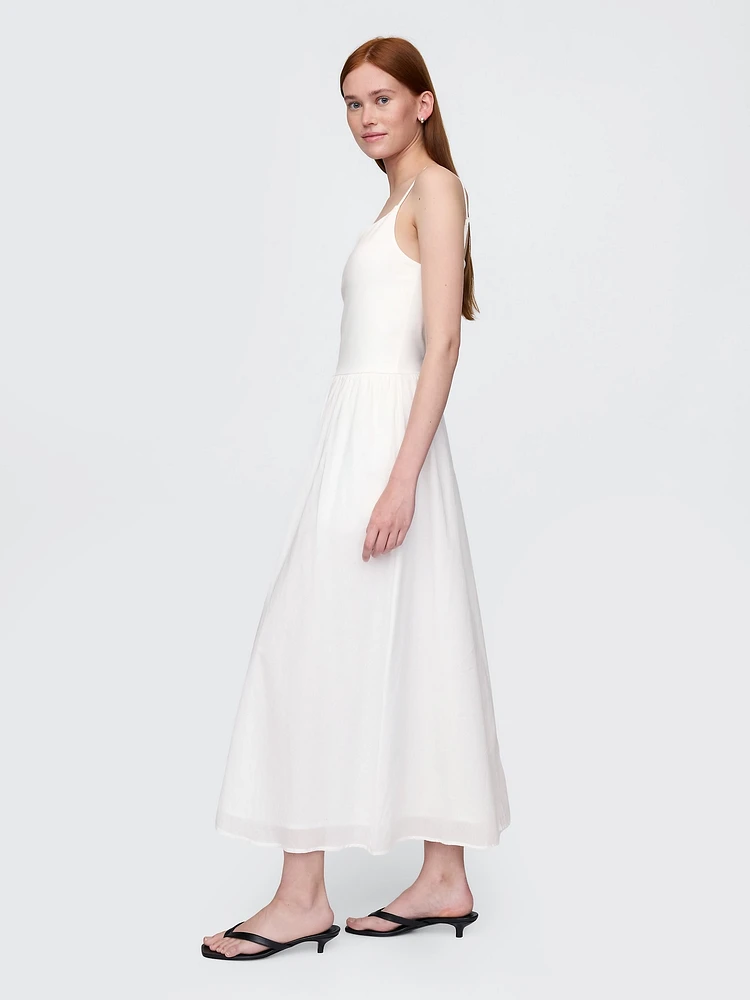 Compact Jersey Mixed Media Maxi Dress