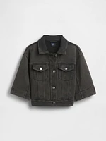 Heavyweight French Terry Denim Crop Jacket