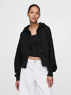 French Terry Oversized Zip Wedge Hoodie