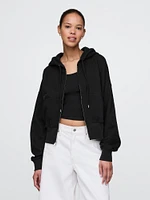French Terry Oversized Zip Wedge Hoodie