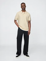 Textured Crochet Polo Shirt Sweater