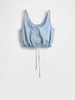 Denim Cinched-Hem Crop Top