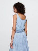 Denim Cinched-Hem Crop Top