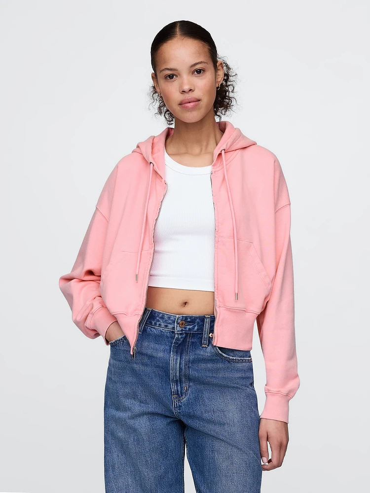 French Terry Oversized Zip Wedge Hoodie