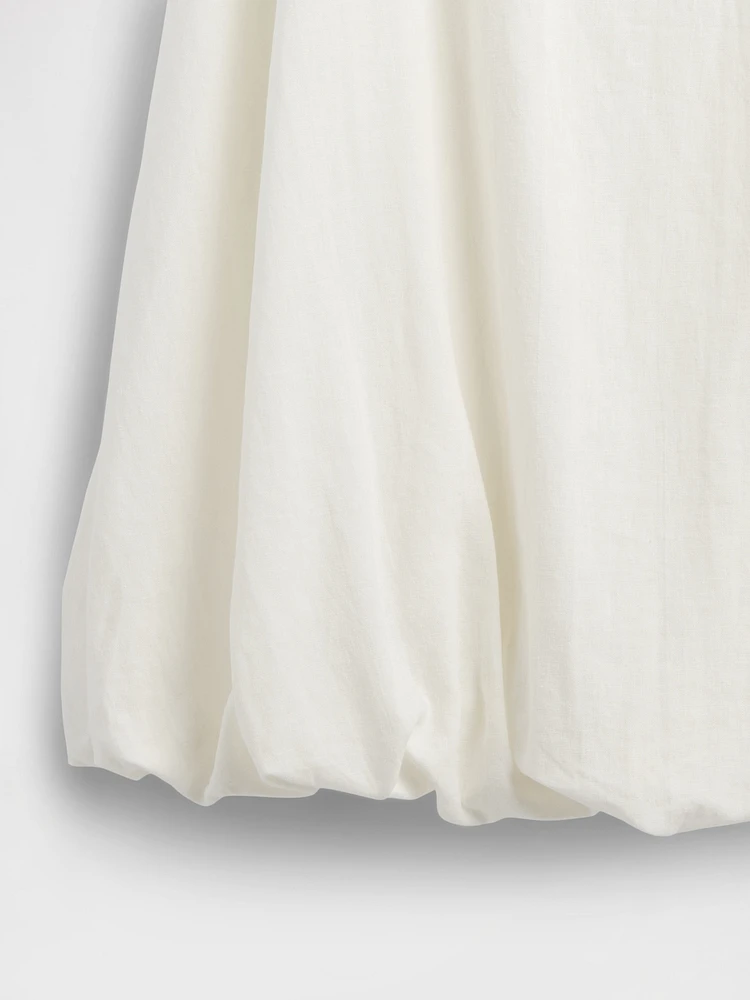 Linen-Blend Bubble Mini Dress