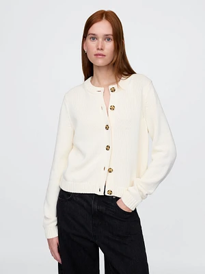 100% Cotton Crewneck Cardigan