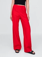 Linen-Blend Easy Wide-Hem Pants