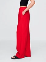 Linen-Blend Easy Wide-Hem Pants