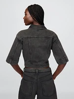 Heavyweight French Terry Denim Crop Jacket