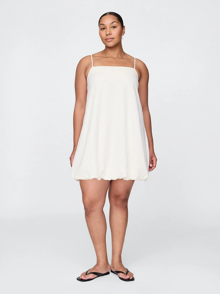 Linen-Blend Bubble Mini Dress