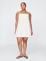Linen-Blend Bubble Mini Dress
