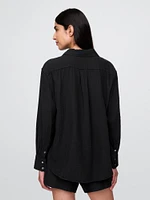 Cotton Gauze Button-Down Shirt
