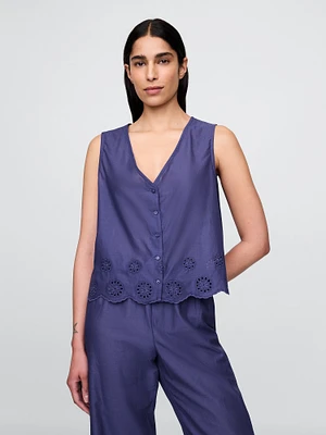 Eyelet Hem PJ Top