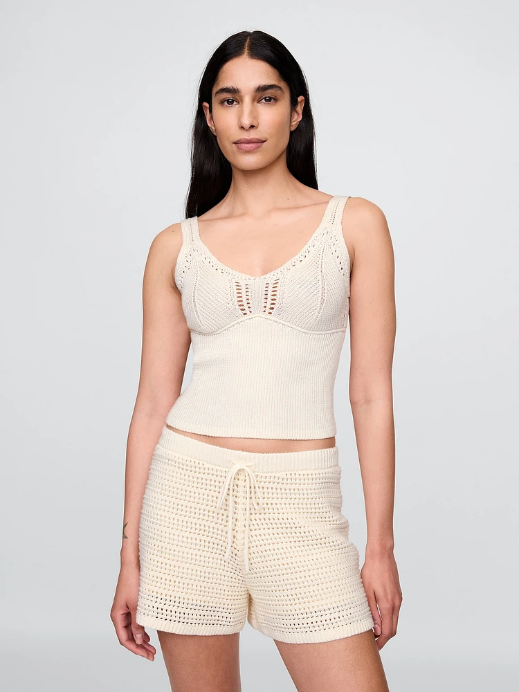 Crochet Sweater Crop Tank Top