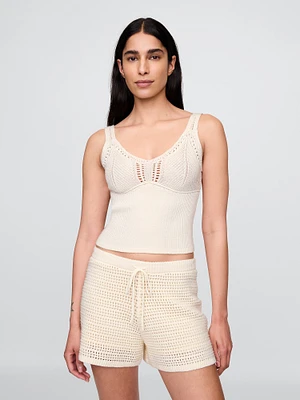 Crochet Sweater Crop Tank Top