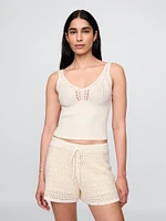 Crochet Sweater Crop Tank Top