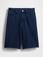 11" Mid Rise French Terry Denim Longline Shorts