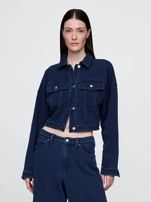 French Terry Icon Denim Crop Jacket