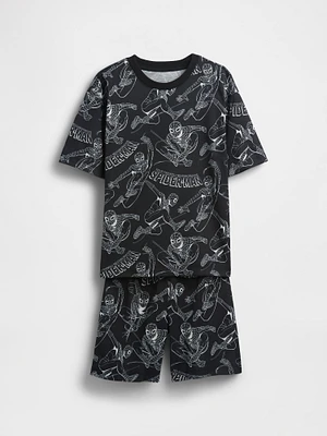 Kids Marvel Recycled Spider-Man PJ Short Set