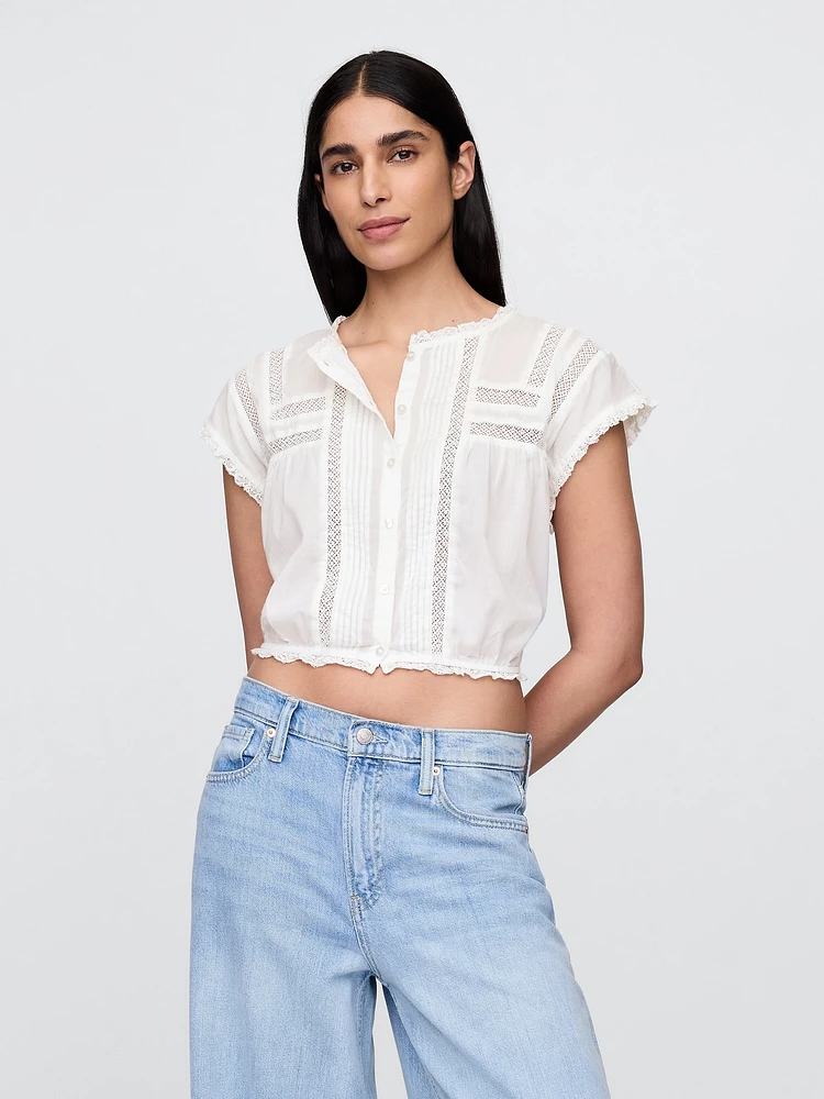 Ruffle Pintuck Crop Top