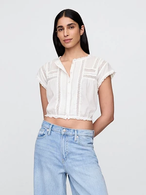 Ruffle Pintuck Crop Top