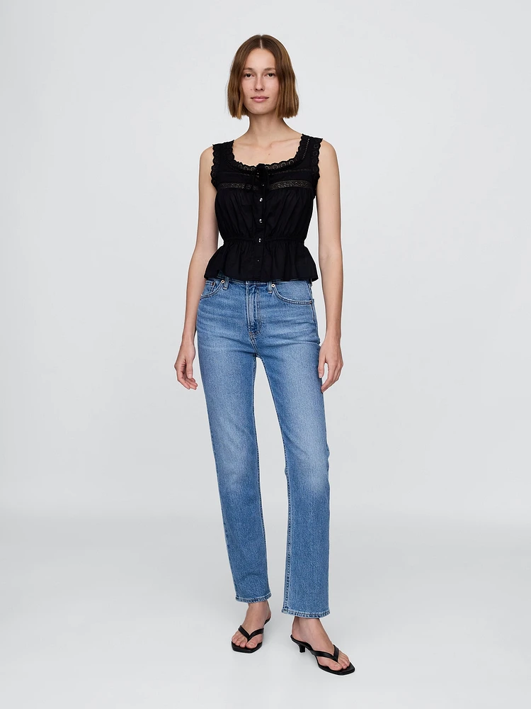 Lace-Trim Peplum Top