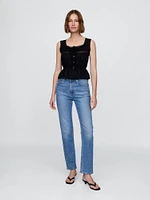 Lace-Trim Peplum Top