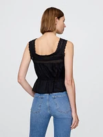 Lace-Trim Peplum Top