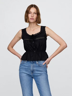 Lace-Trim Peplum Top