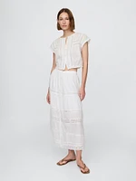 Ruffle Pintuck Crop Top