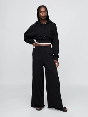 French Terry Wide-Leg Rolled-Hem Sweatpants