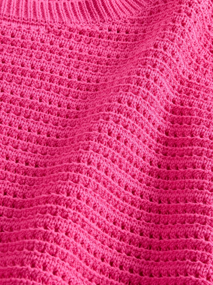 Crochet Boatneck Crop Sweater