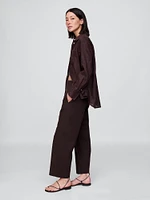 Linen-Blend Relaxed Straight Ankle Pants